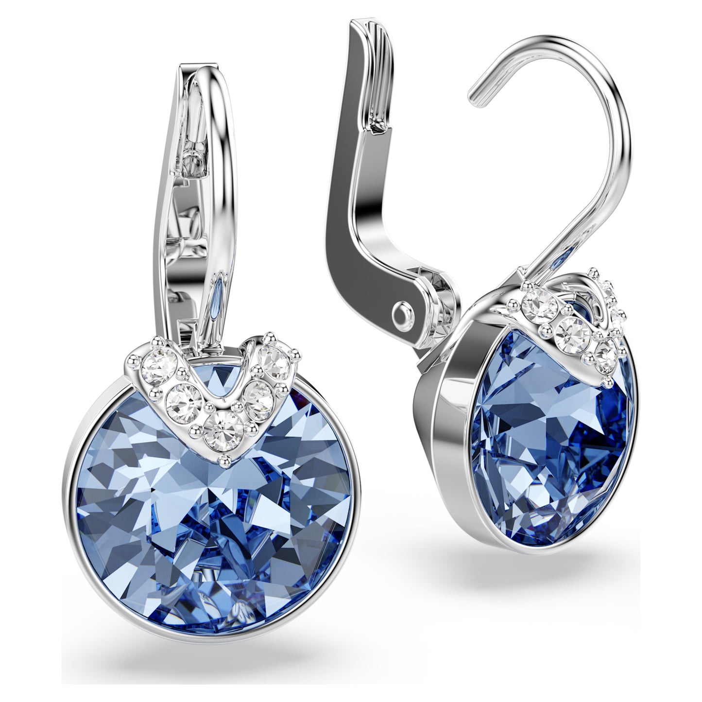 BELLA V DROP EARRINGS - BLUE, RHODIUM