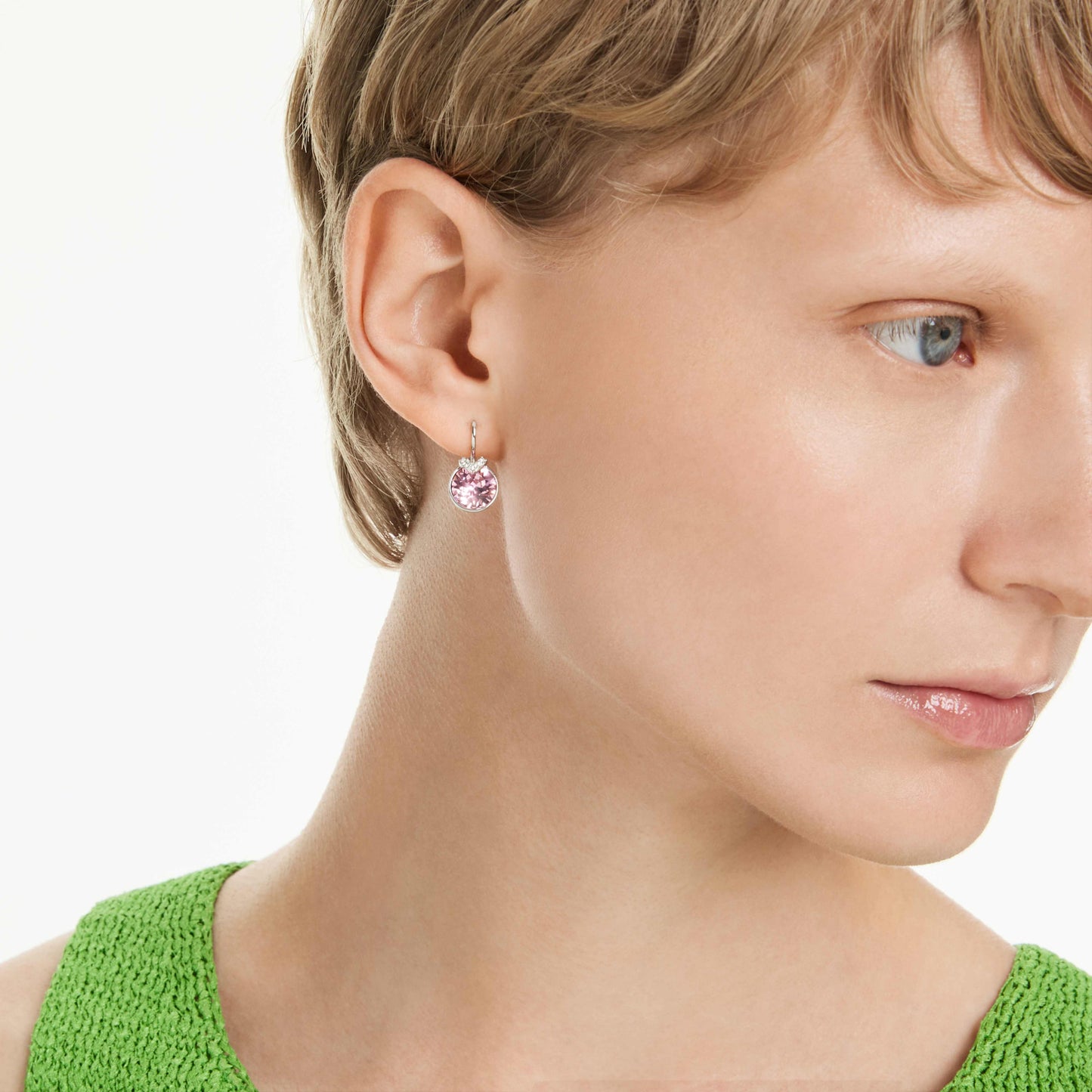 BELLA V DROP EARRINGS - PINK, RHODIUM