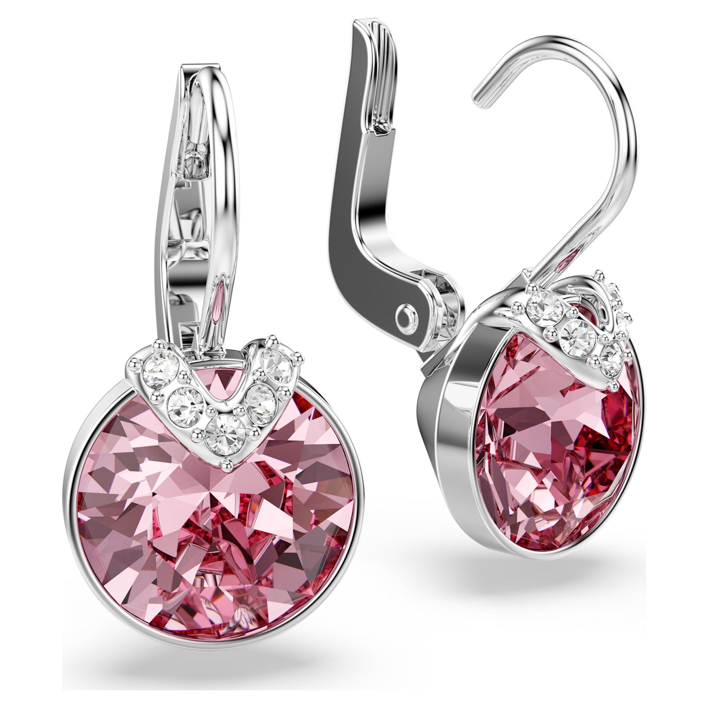 BELLA V DROP EARRINGS - PINK, RHODIUM