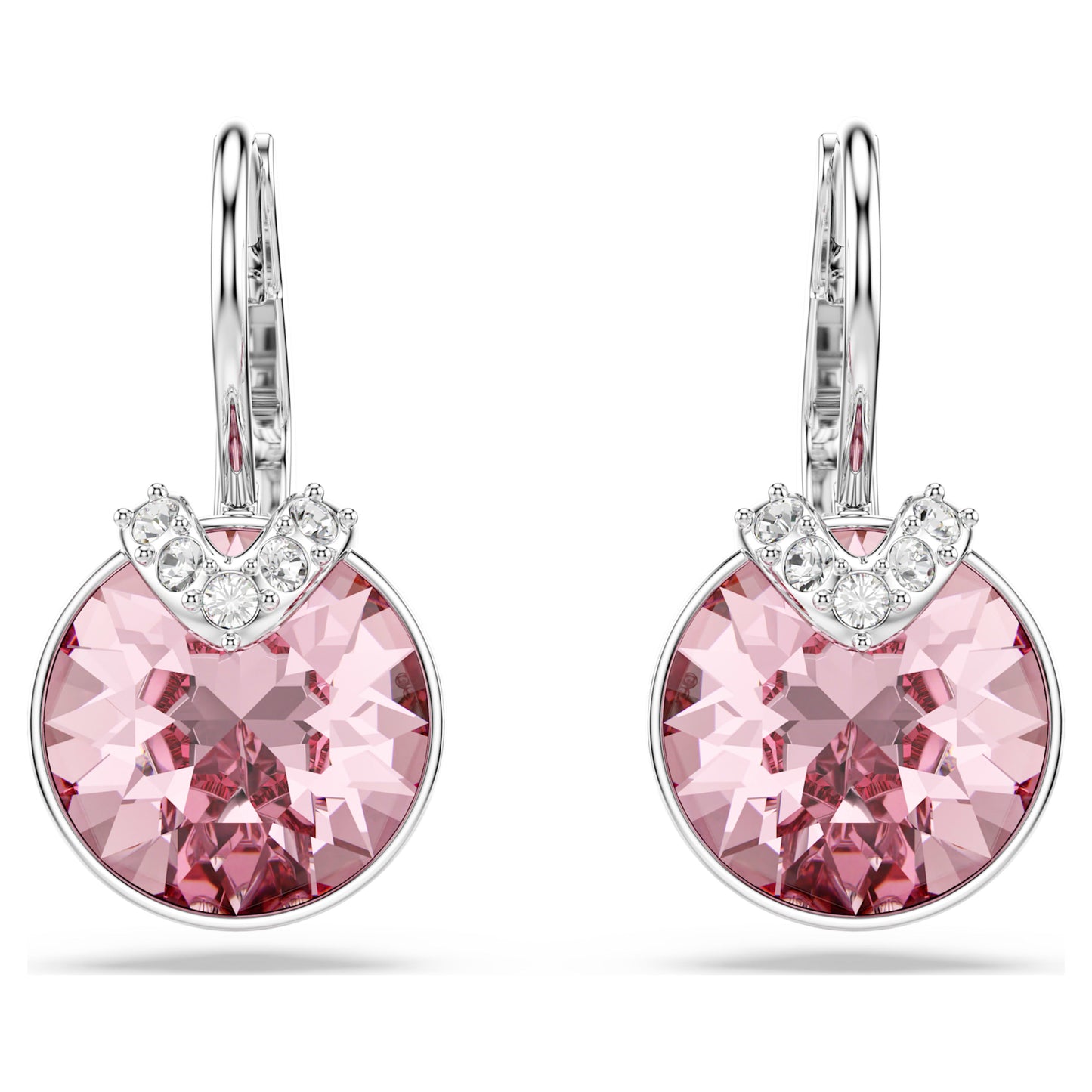 BELLA V DROP EARRINGS - PINK, RHODIUM