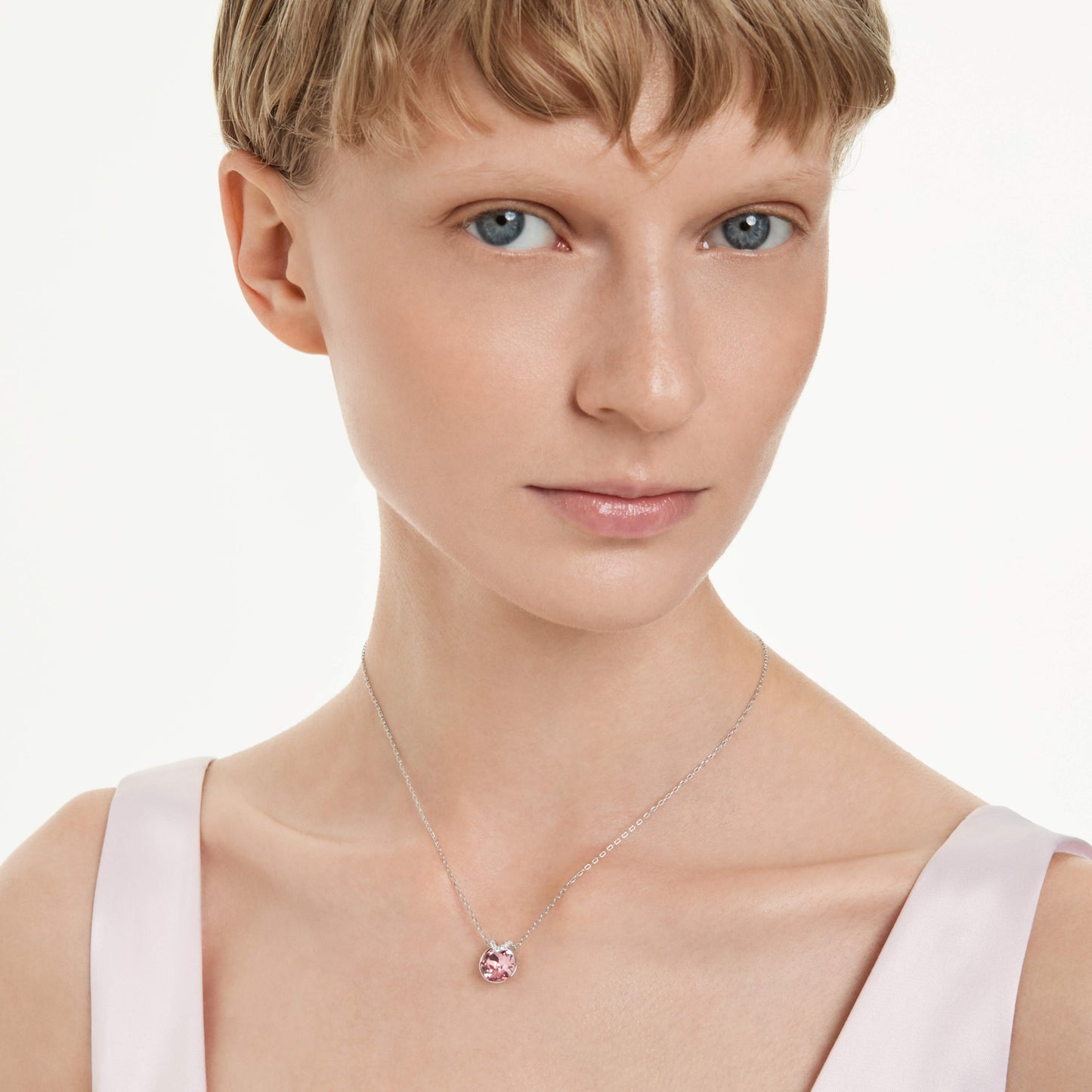 BELLA V PENDANT - PINK, RHODIUM