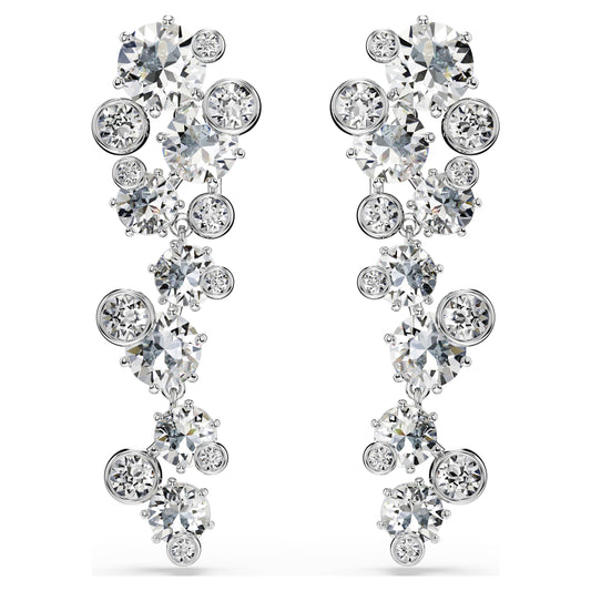 CONSTELLA DROP EARRINGS MIXED CUTS - WHITE, RHODIUM