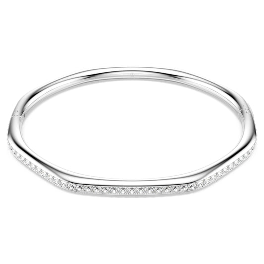 DEXTERA BANGLE OCTAGON - WHITE, RHODIUM