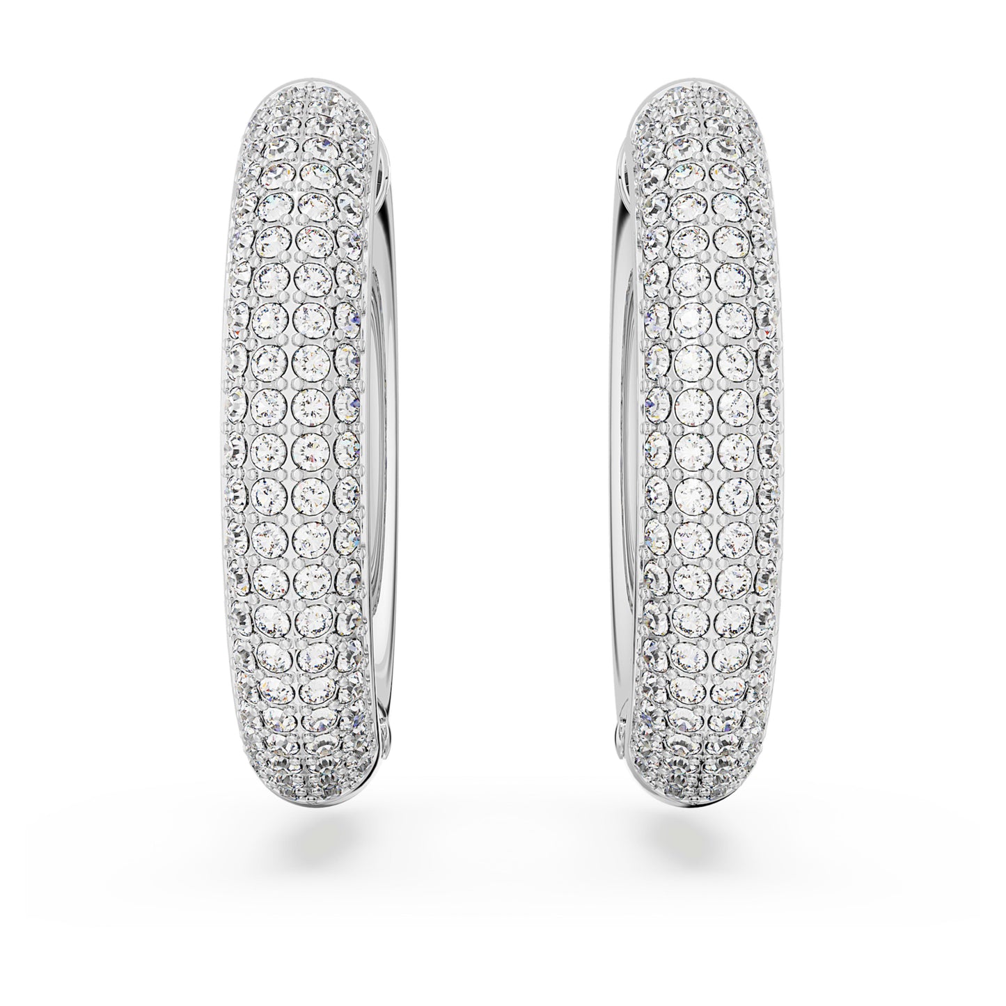 DEXTERA HOOP EARRINGS MEDIUM - WHITE, RHODIUM