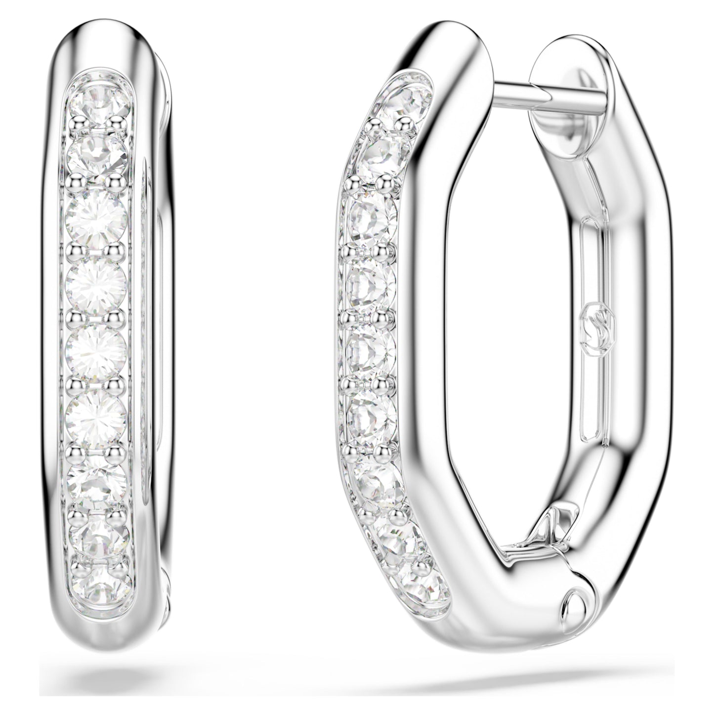 DEXTERA HOOP EARRINGS SMALL - WHITE, RHODIUM