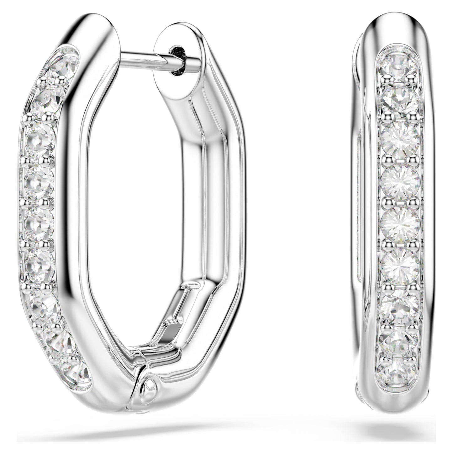 DEXTERA HOOP EARRINGS SMALL - WHITE, RHODIUM