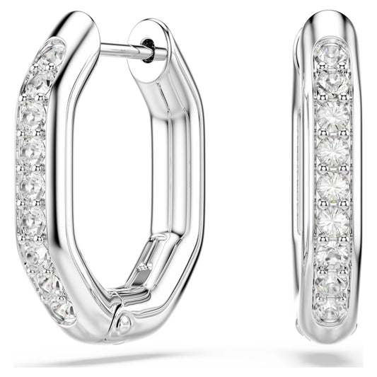 DEXTERA HOOP EARRINGS SMALL - WHITE, RHODIUM