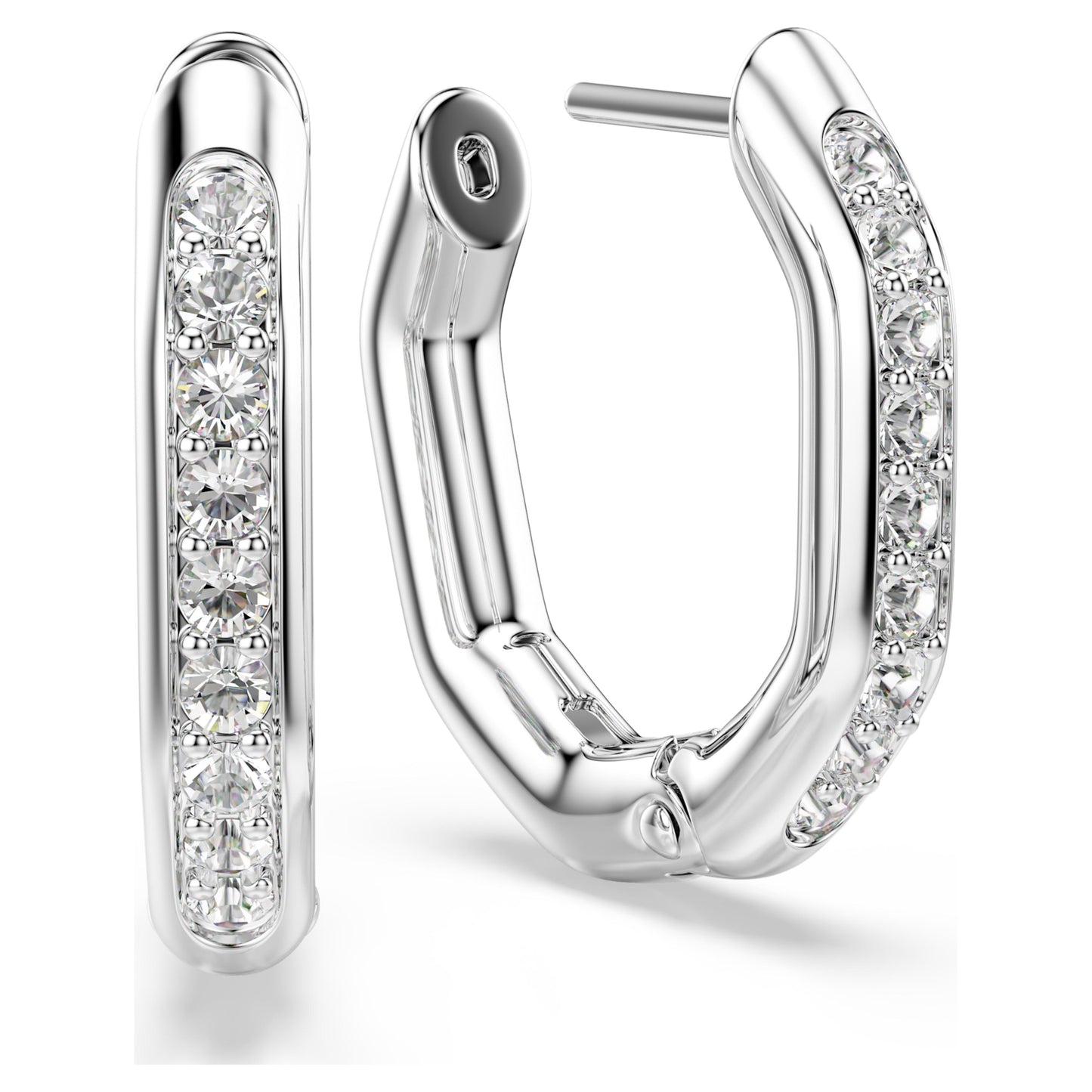 DEXTERA HOOP EARRINGS SMALL - WHITE, RHODIUM