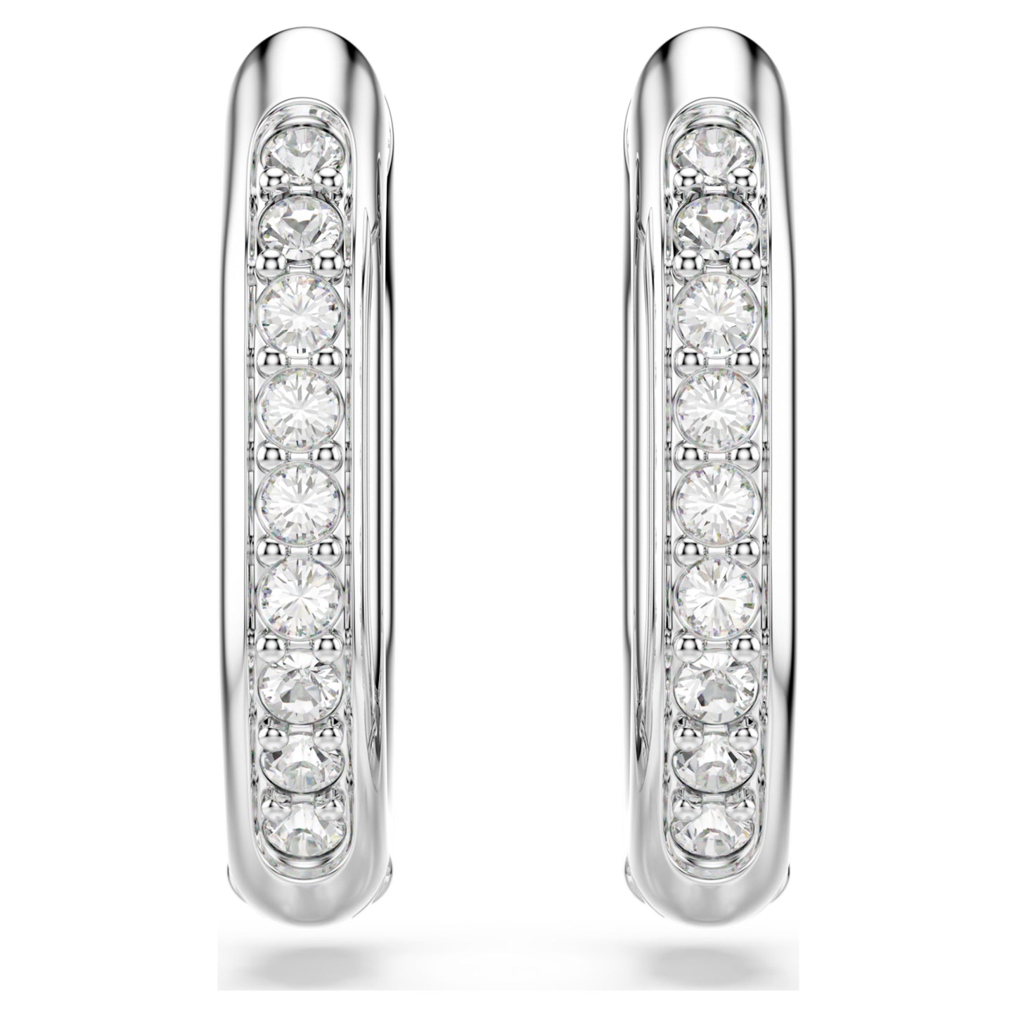 DEXTERA HOOP EARRINGS SMALL - WHITE, RHODIUM
