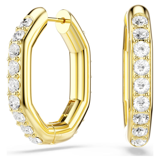 DEXTERA HOOP EARRINGS OCTAGON - WHITE, GOLD