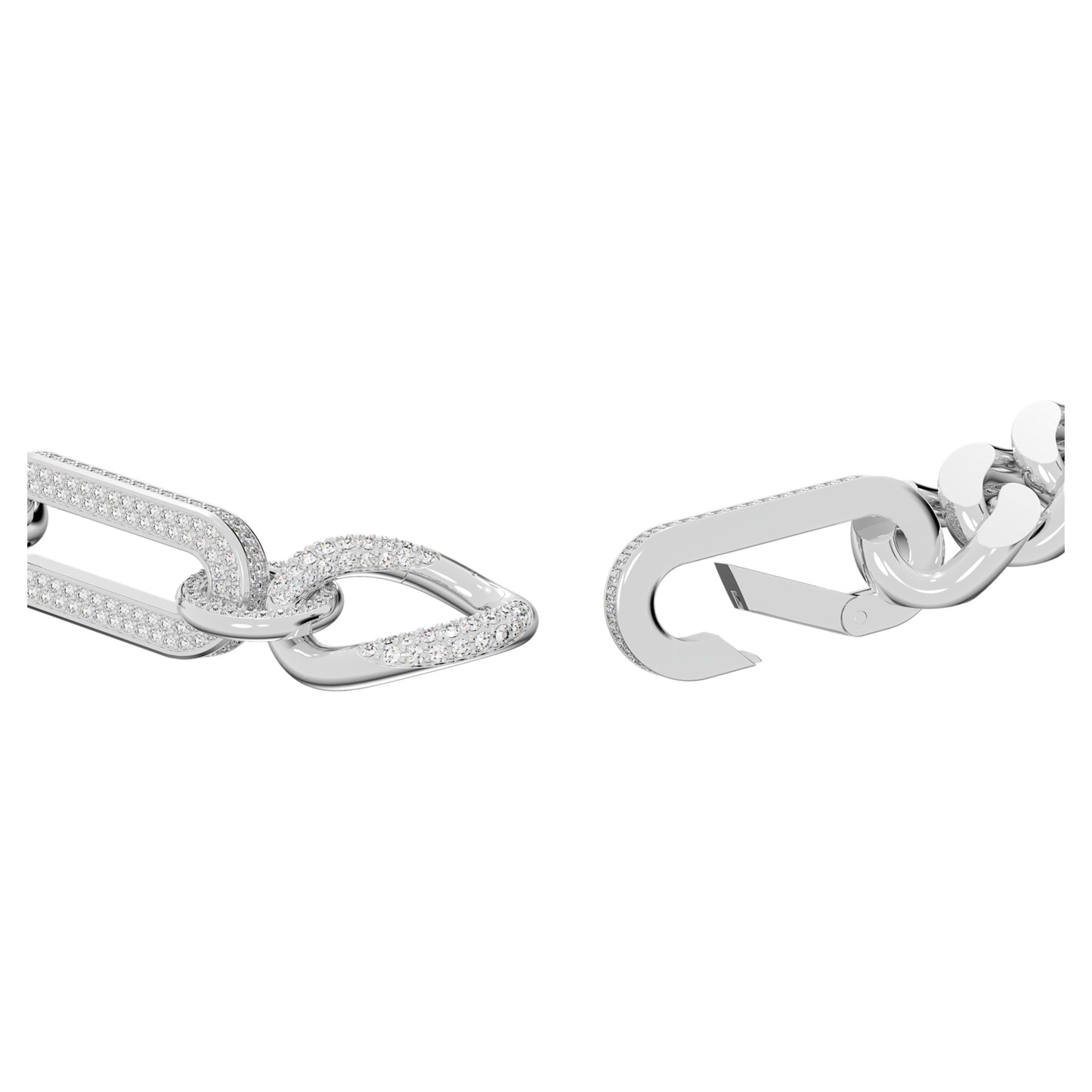 DEXTERA NECKLACE MIXED LINKS - WHITE, RHODIUM