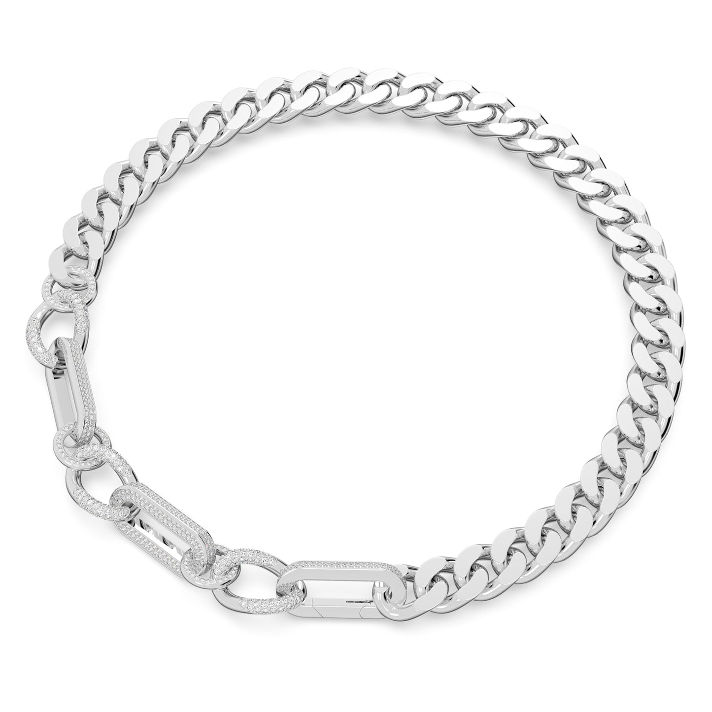 DEXTERA NECKLACE MIXED LINKS - WHITE, RHODIUM
