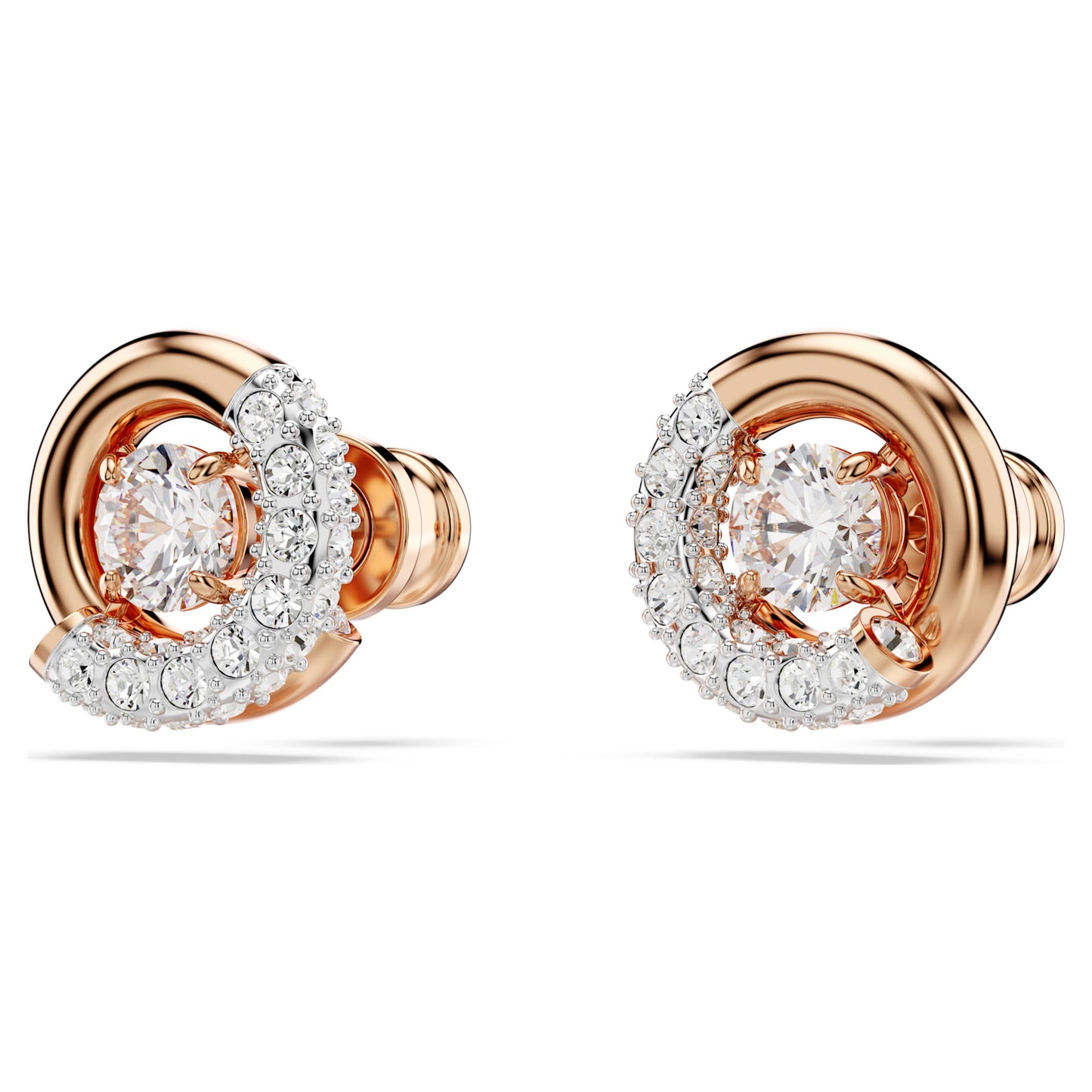 DEXTERA STUD EARRINGS - WHITE, ROSE-GOLD