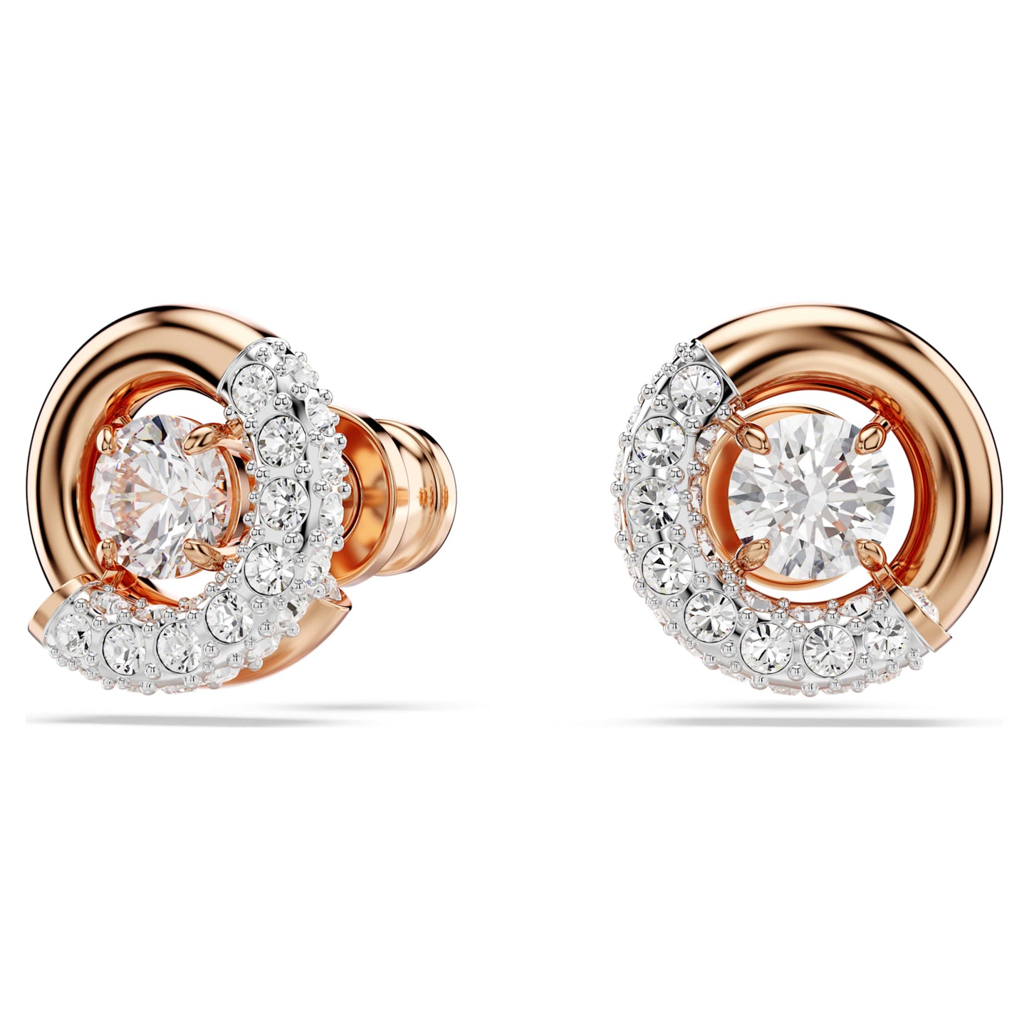 DEXTERA STUD EARRINGS - WHITE, ROSE-GOLD