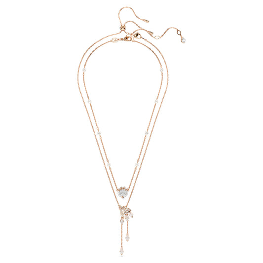 DRAGON & PHOENIX LAYERED NECKLACE - WHITE, ROSE-GOLD