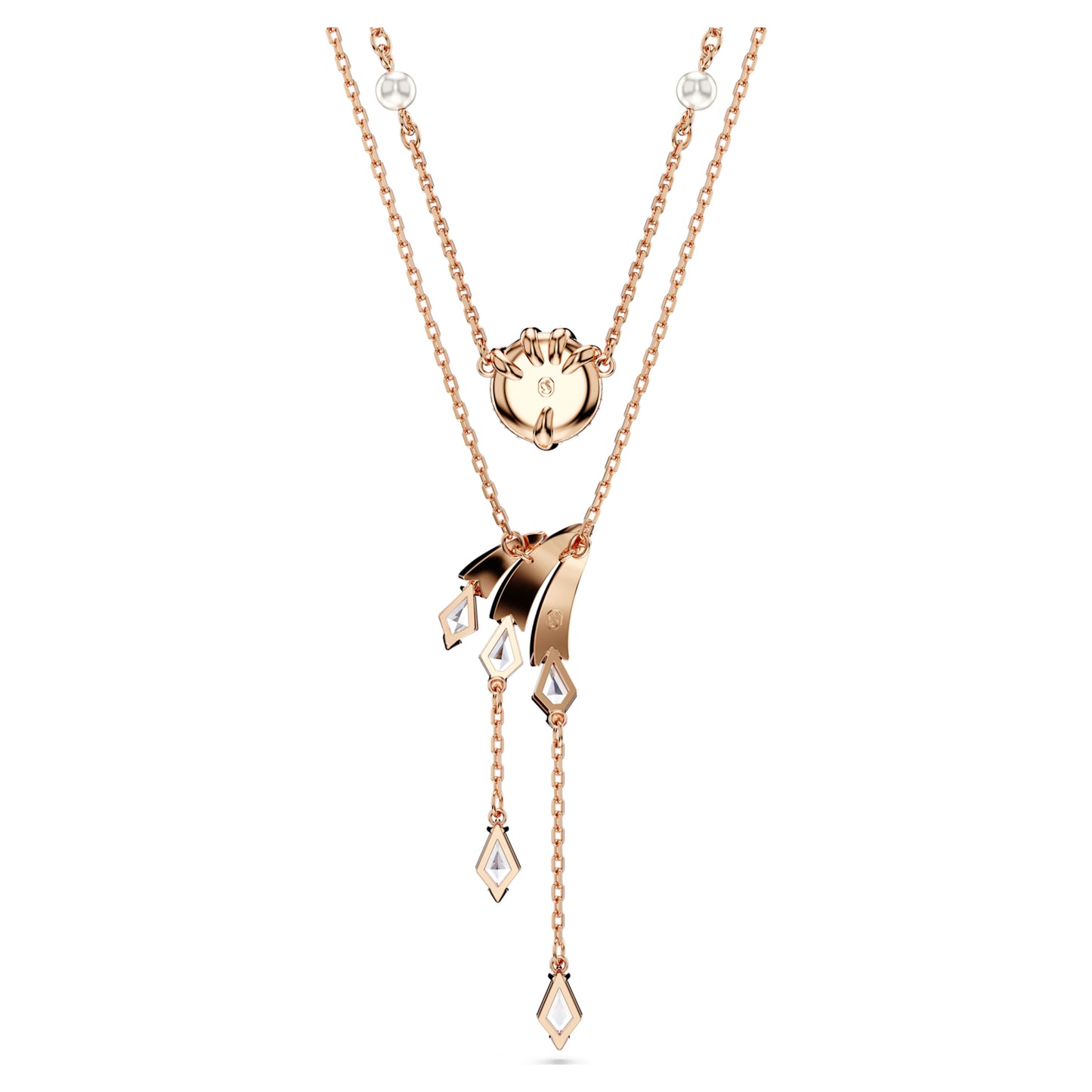DRAGON & PHOENIX LAYERED NECKLACE - WHITE, ROSE-GOLD
