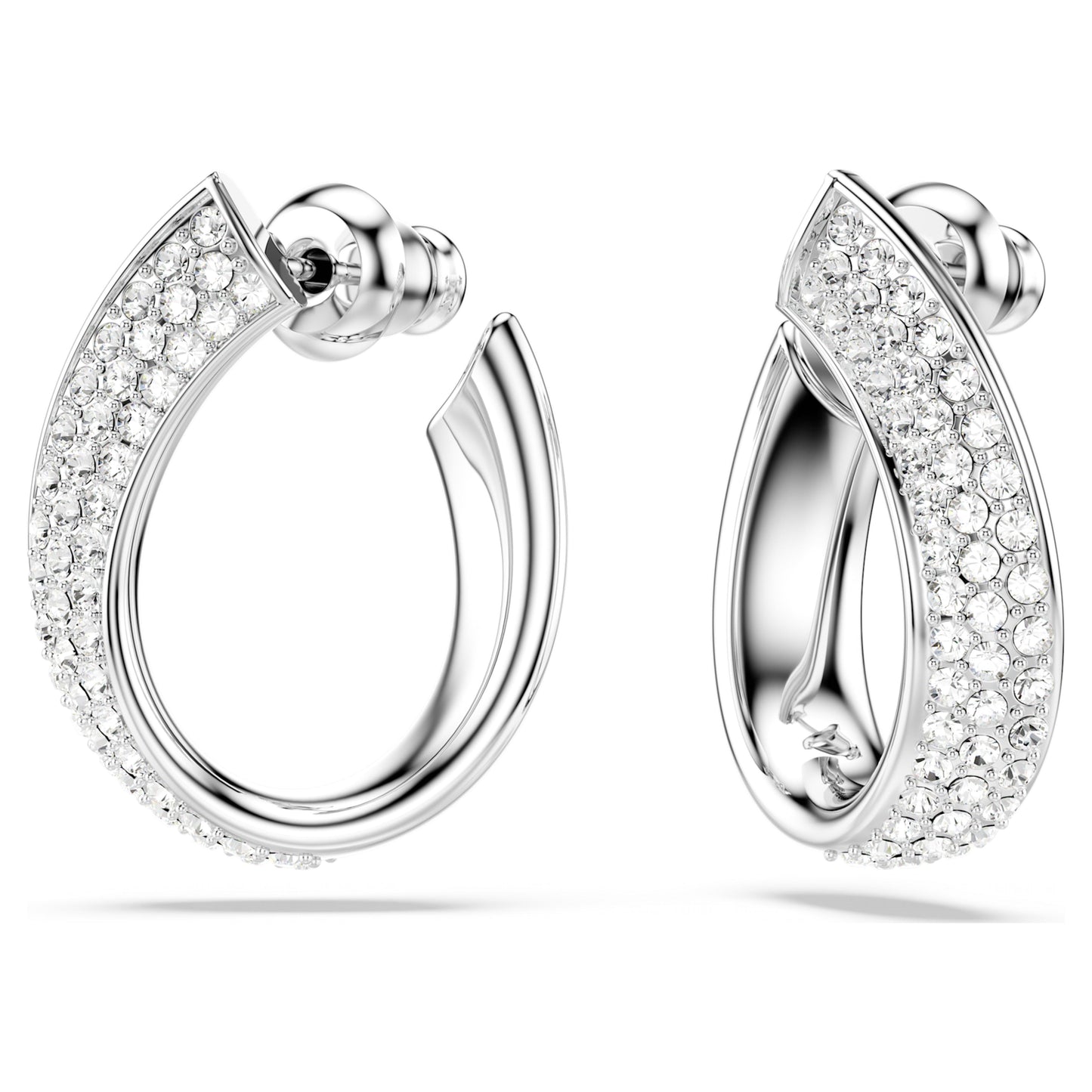 EXIST HOOP EARRINGS SMALL - WHITE, RHODIUM