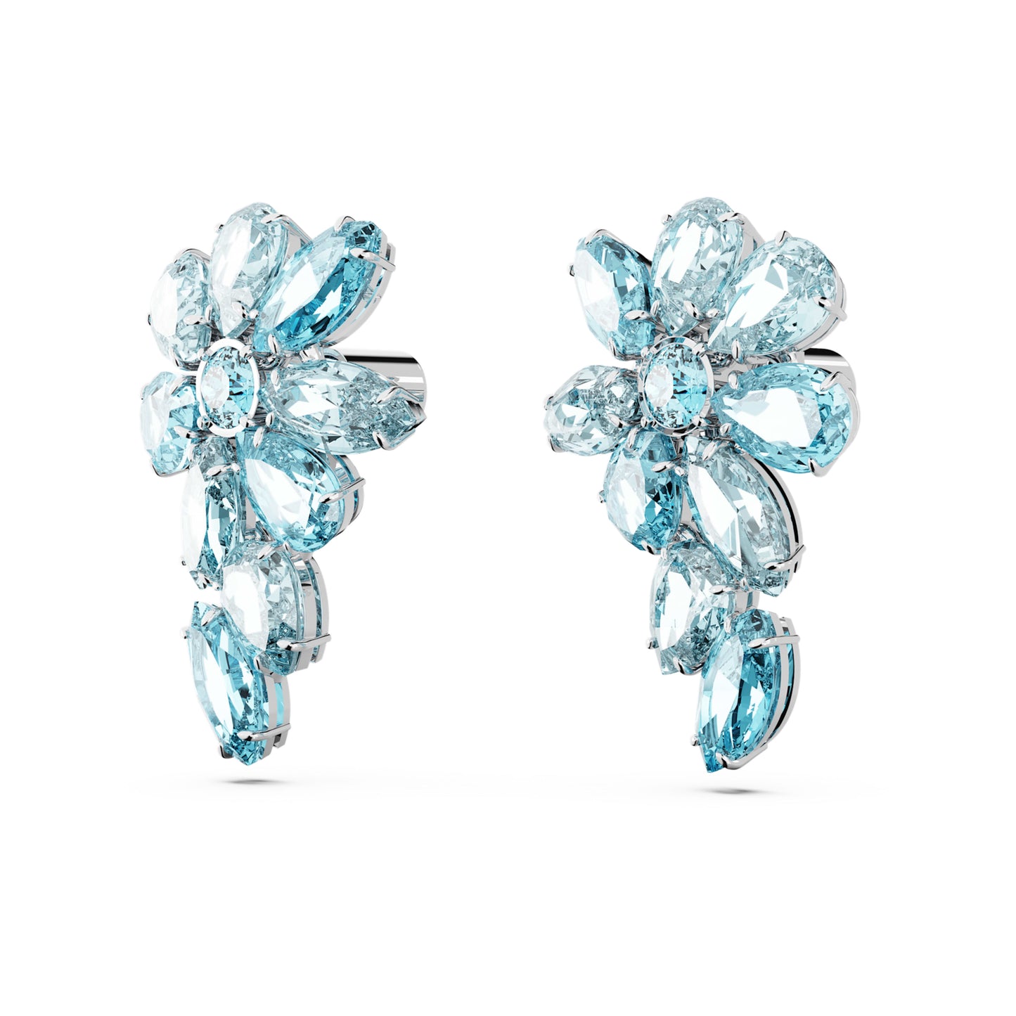 GEMA DROP EARRINGS FLOWER - BLUE, RHODIUM