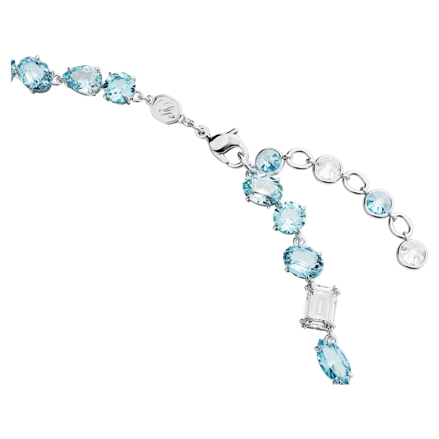 GEMA NECKLACE MIXED CUTS - BLUE, RHODIUM