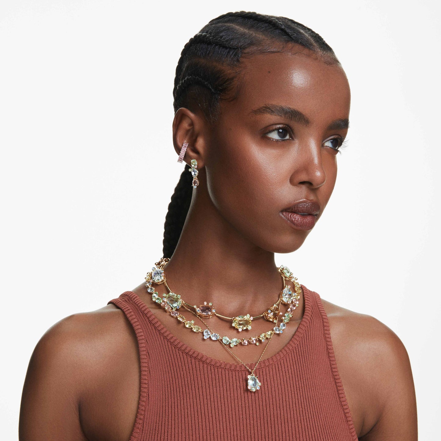 GEMMA TENNIS NECKLACE - MULTICOLOURED, GOLD
