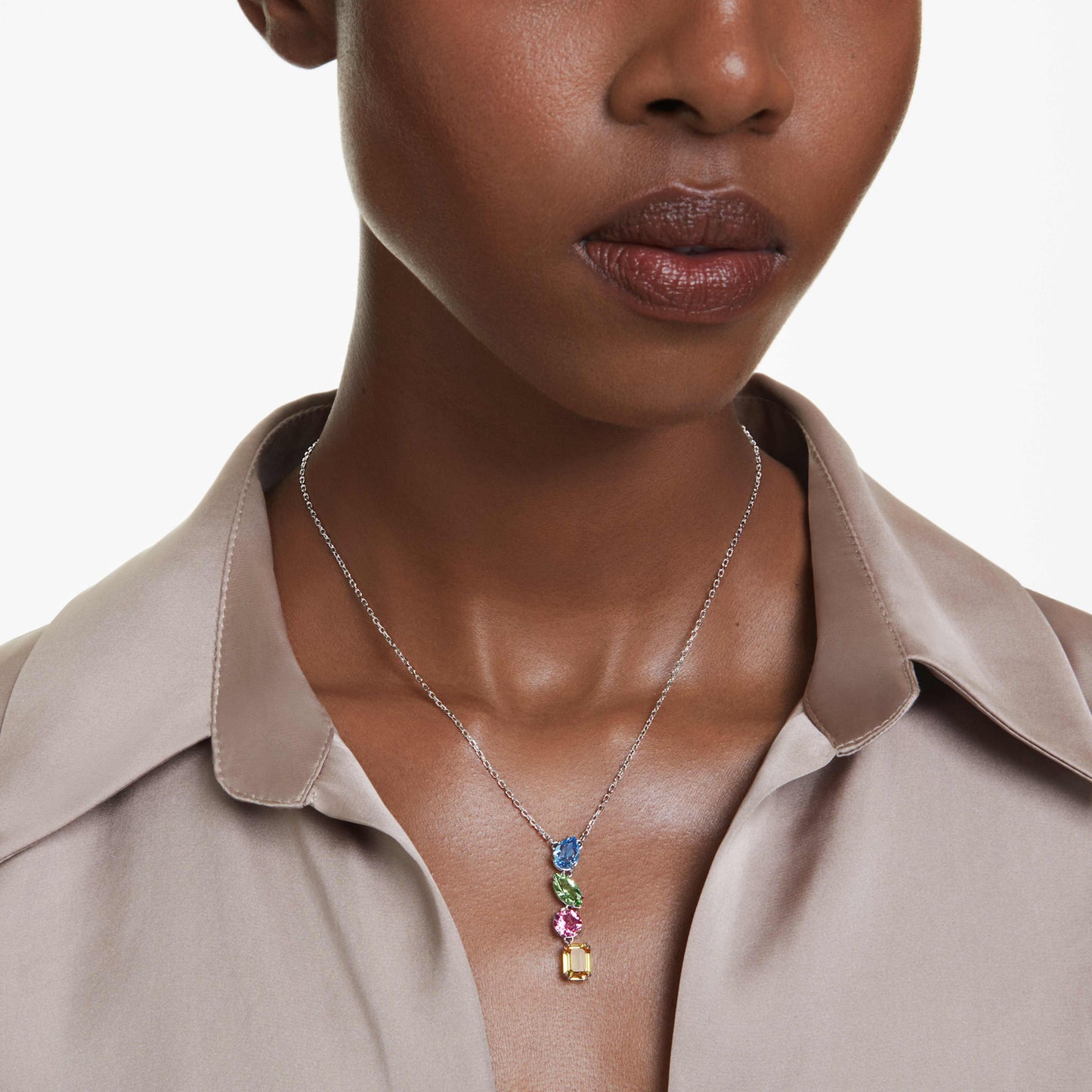 GEMMA Y PENDANT - MULTICOLOUR, RHODIUM