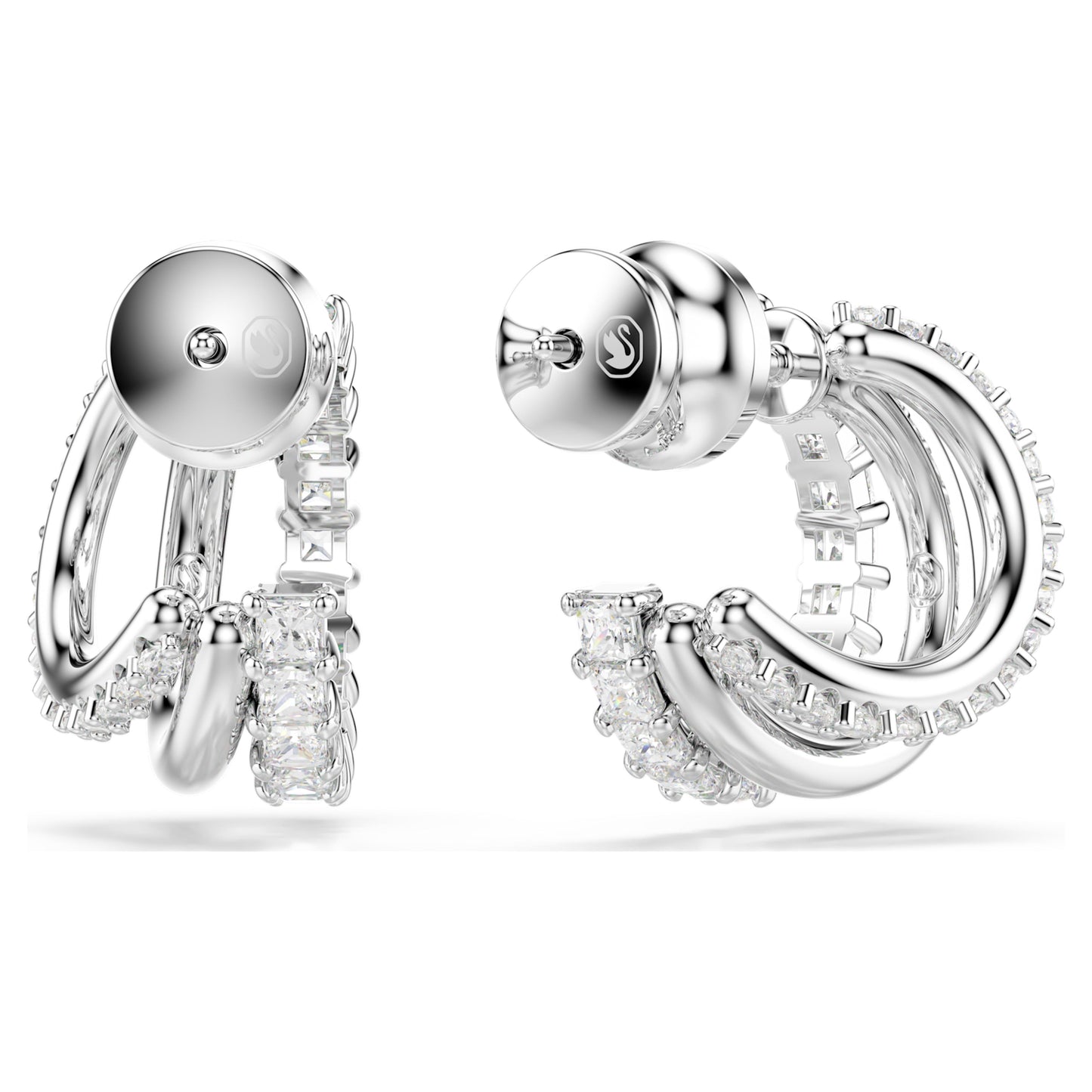 HYPERBOLA HOOP EARRINGS MINI - WHITE, RHODIUM