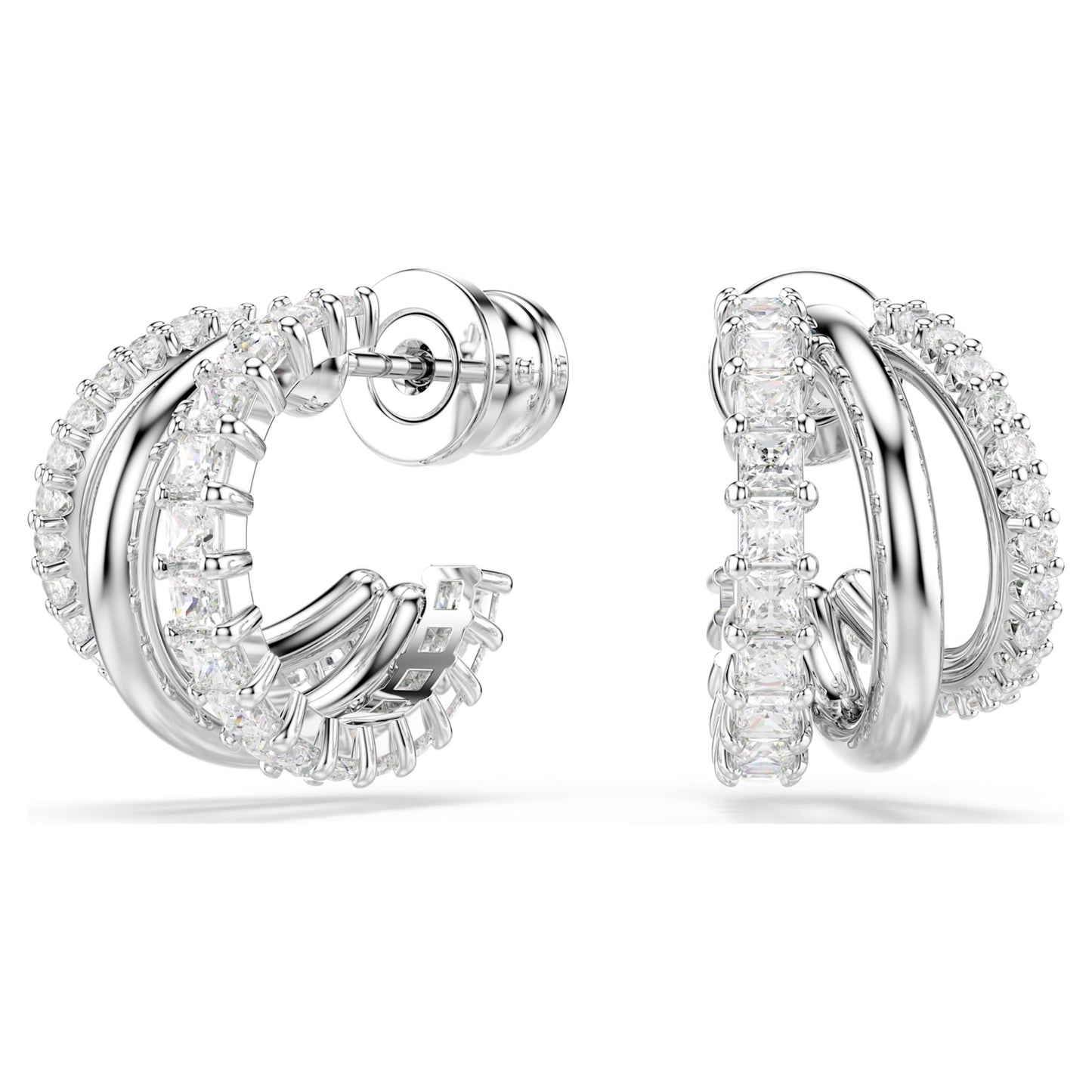 HYPERBOLA HOOP EARRINGS MINI - WHITE, RHODIUM