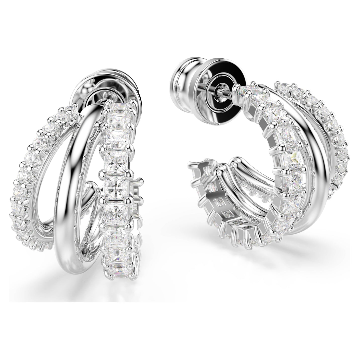 HYPERBOLA HOOP EARRINGS MINI - WHITE, RHODIUM