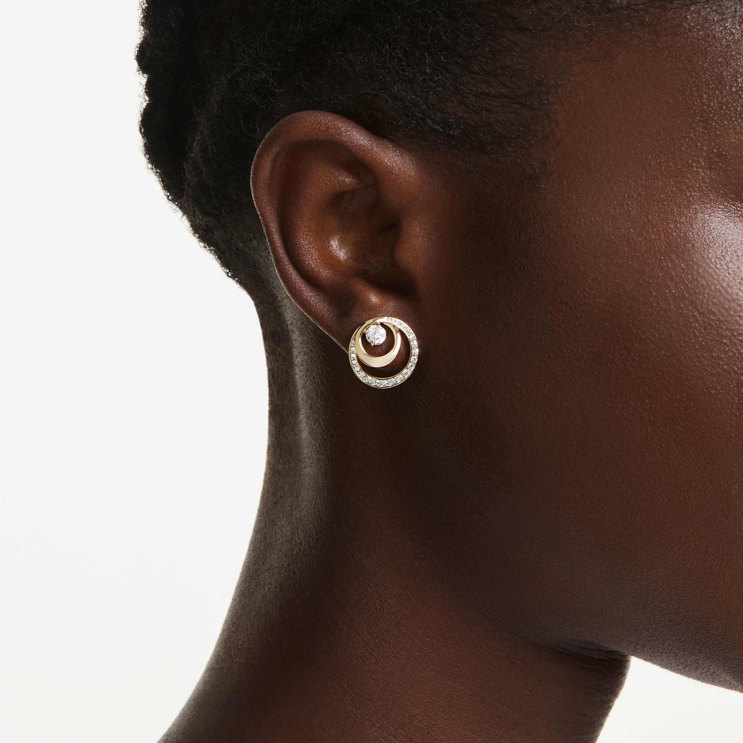 HYPERBOLA STUD EARRINGS - WHITE, GOLD