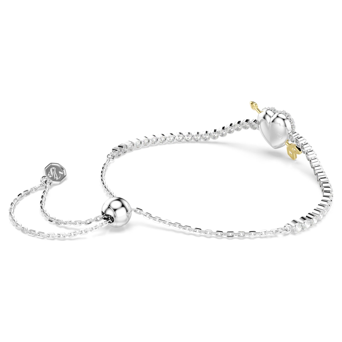 IDYLLIA BRACELET HEART W ARROW - WHITE, RHODIUM