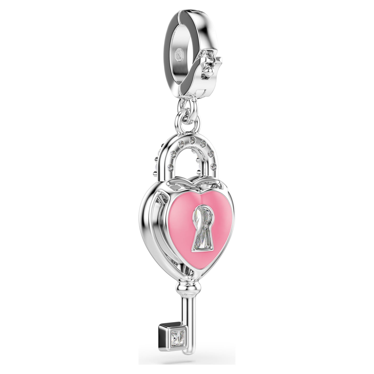 IDYLLIA CHARM HEART WITH KEY - WHITE, RHODIUM