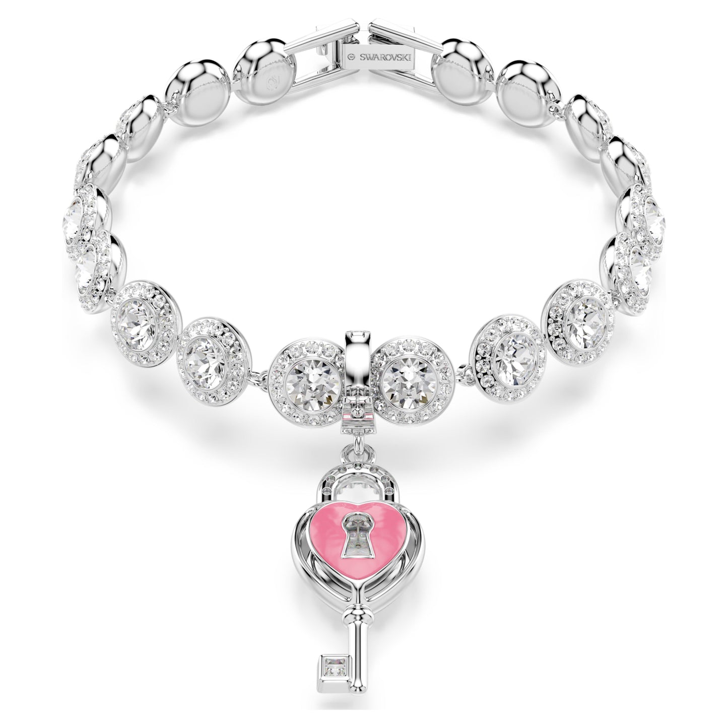IDYLLIA CHARM HEART WITH KEY - WHITE, RHODIUM