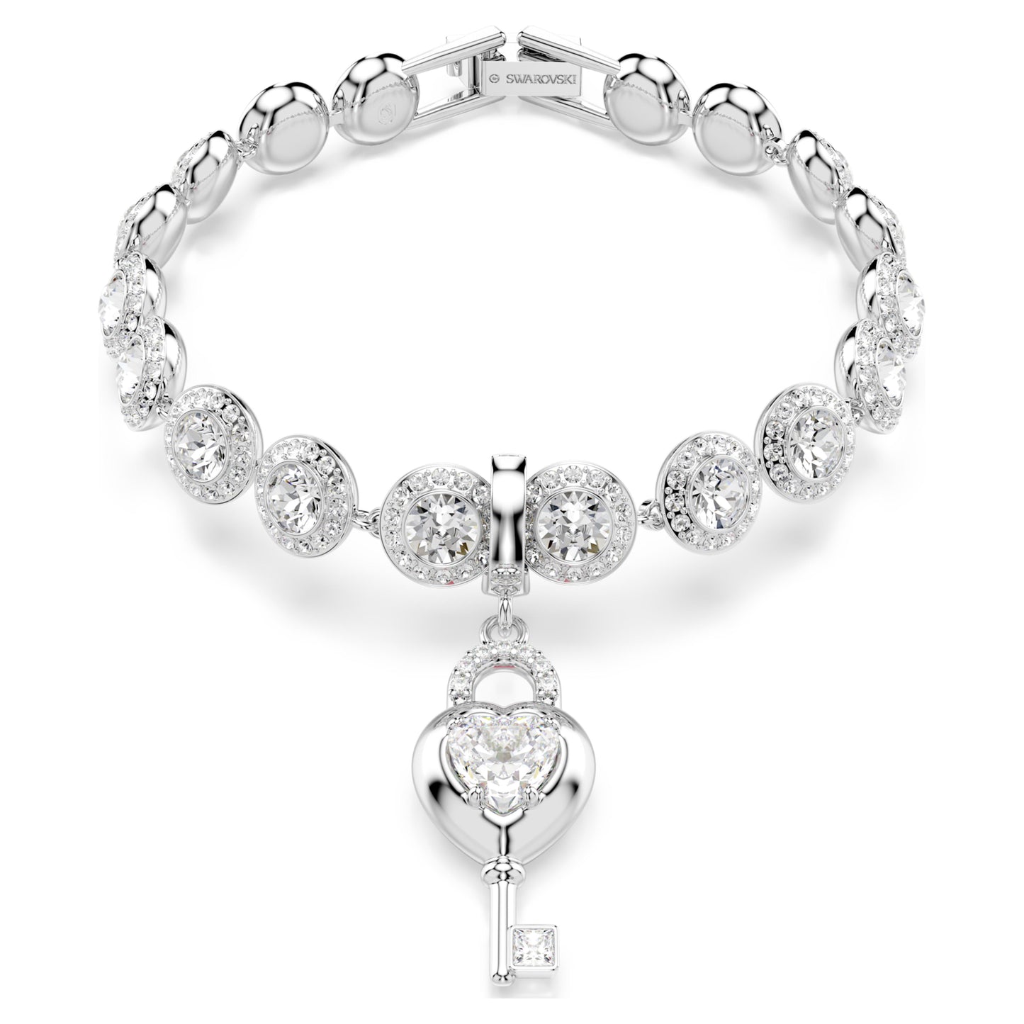 IDYLLIA CHARM HEART WITH KEY - WHITE, RHODIUM