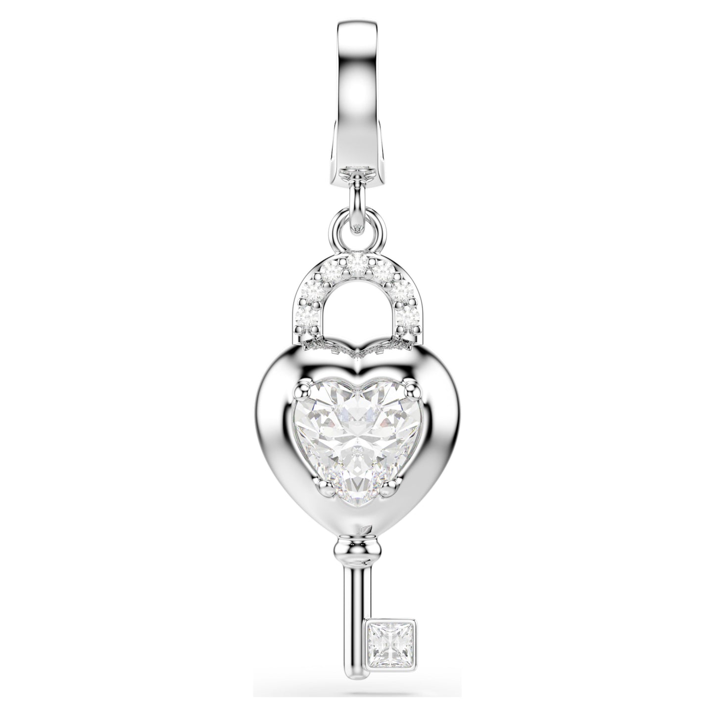 IDYLLIA CHARM HEART WITH KEY - WHITE, RHODIUM