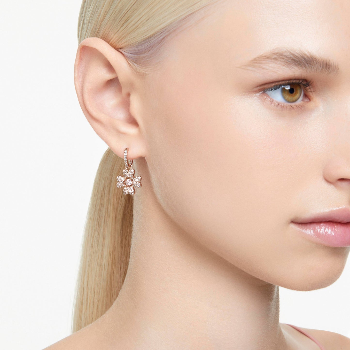 IDYLLIA DROP EARRINGS CLOVER - WHITE, ROSE-GOLD