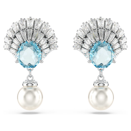 IDYLLIA DROP EARRINGS SHELL - BLUE, RHODIUM