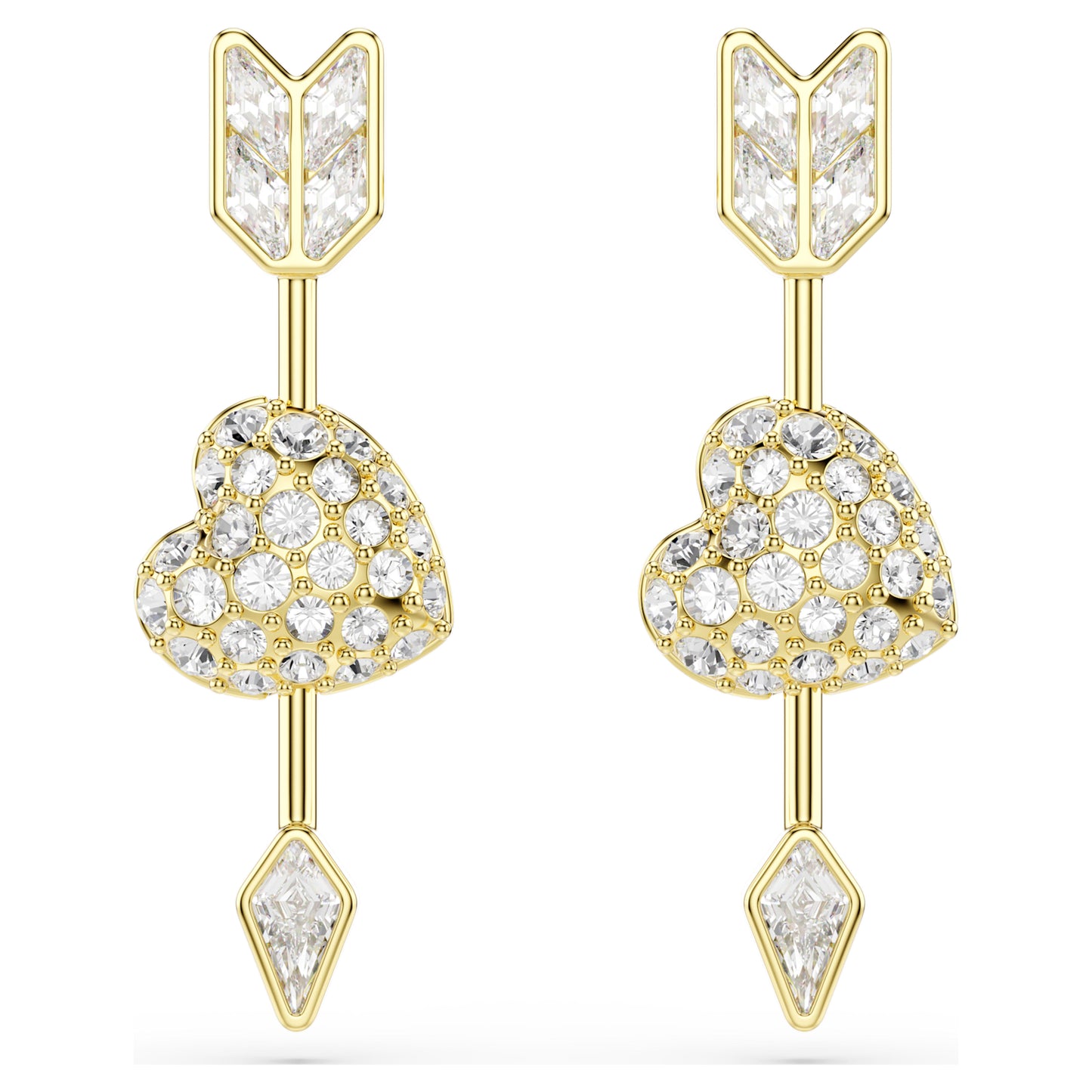 IDYLLIA DROP EARRINGS HEART W ARROW - WHITE, GOLD