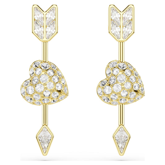 IDYLLIA DROP EARRINGS HEART W ARROW - WHITE, GOLD