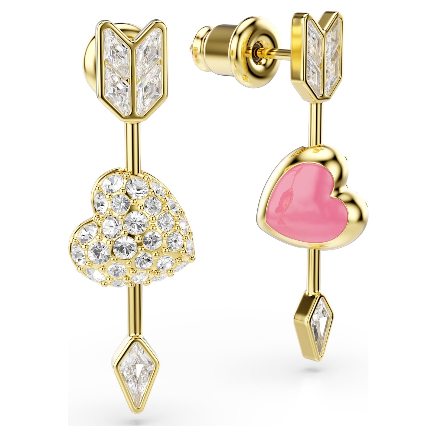 IDYLLIA DROP EARRINGS HEART W ARROW - WHITE, GOLD