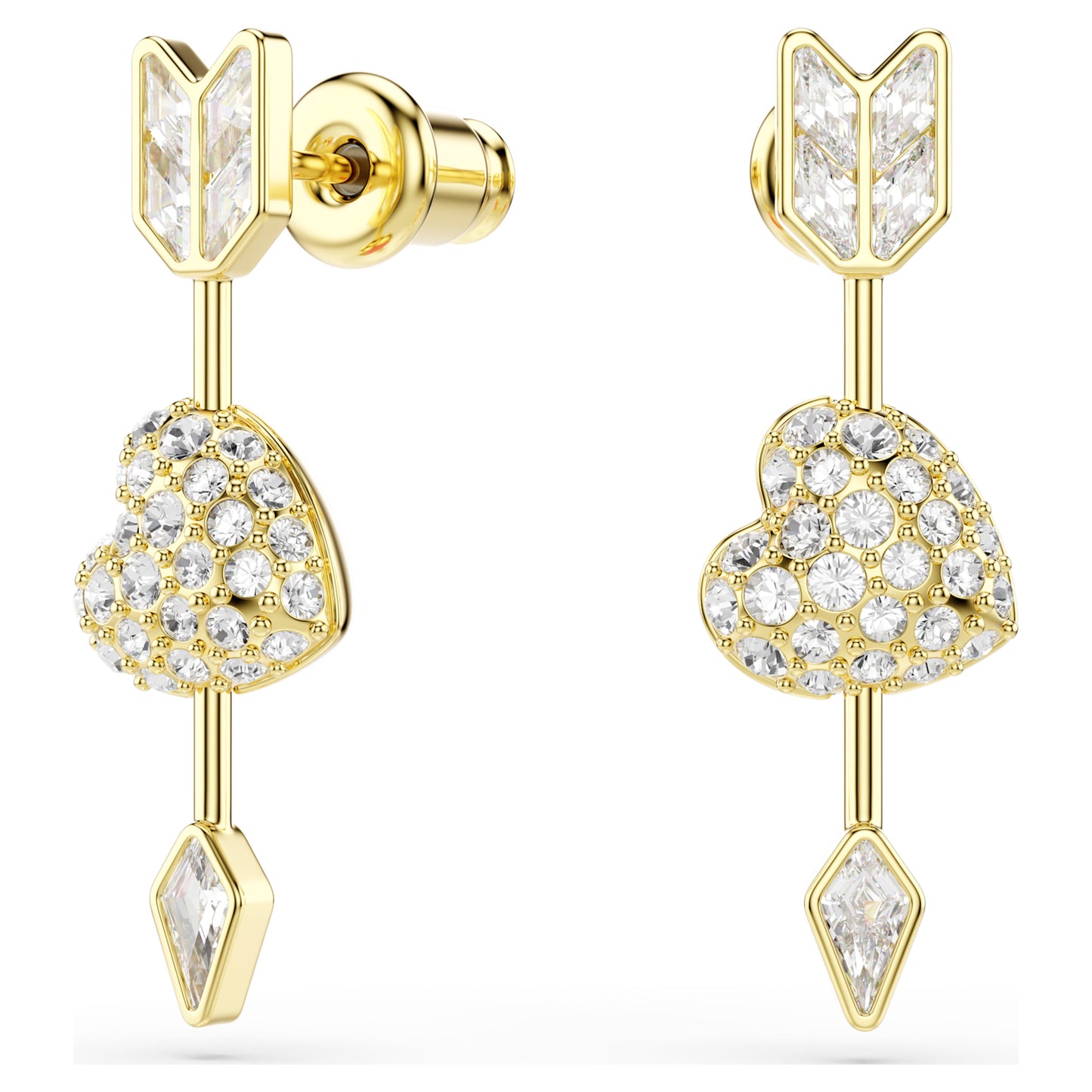 IDYLLIA DROP EARRINGS HEART W ARROW - WHITE, GOLD