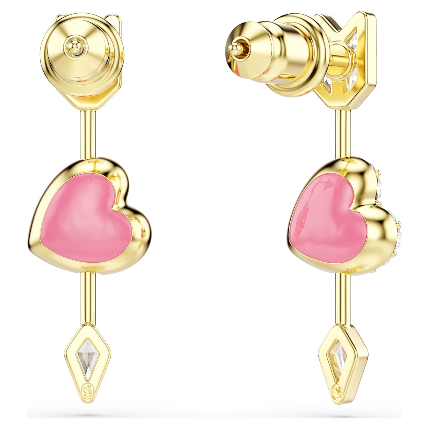 IDYLLIA DROP EARRINGS HEART W ARROW - WHITE, GOLD