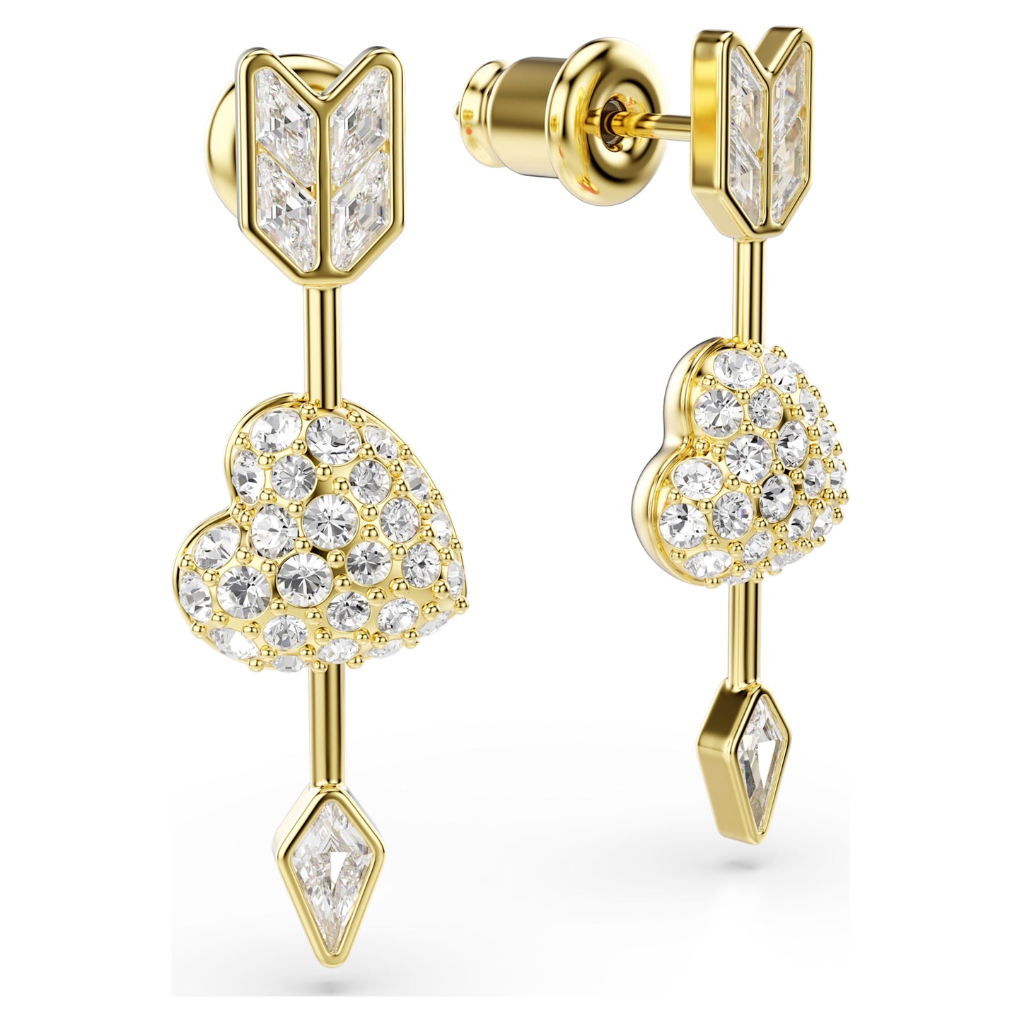 IDYLLIA DROP EARRINGS HEART W ARROW - WHITE, GOLD