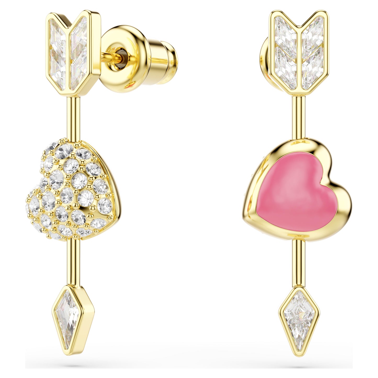 IDYLLIA DROP EARRINGS HEART W ARROW - WHITE, GOLD
