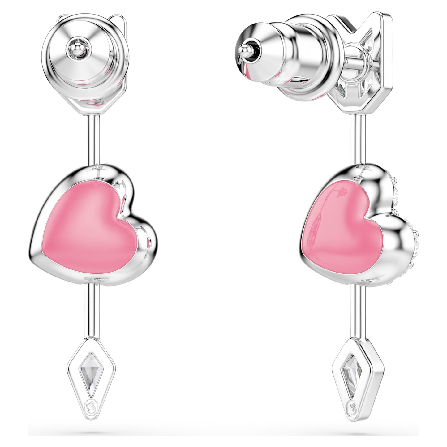 IDYLLIA DROP EARRINGS HEART W ARROW - WHITE, RHODIUM
