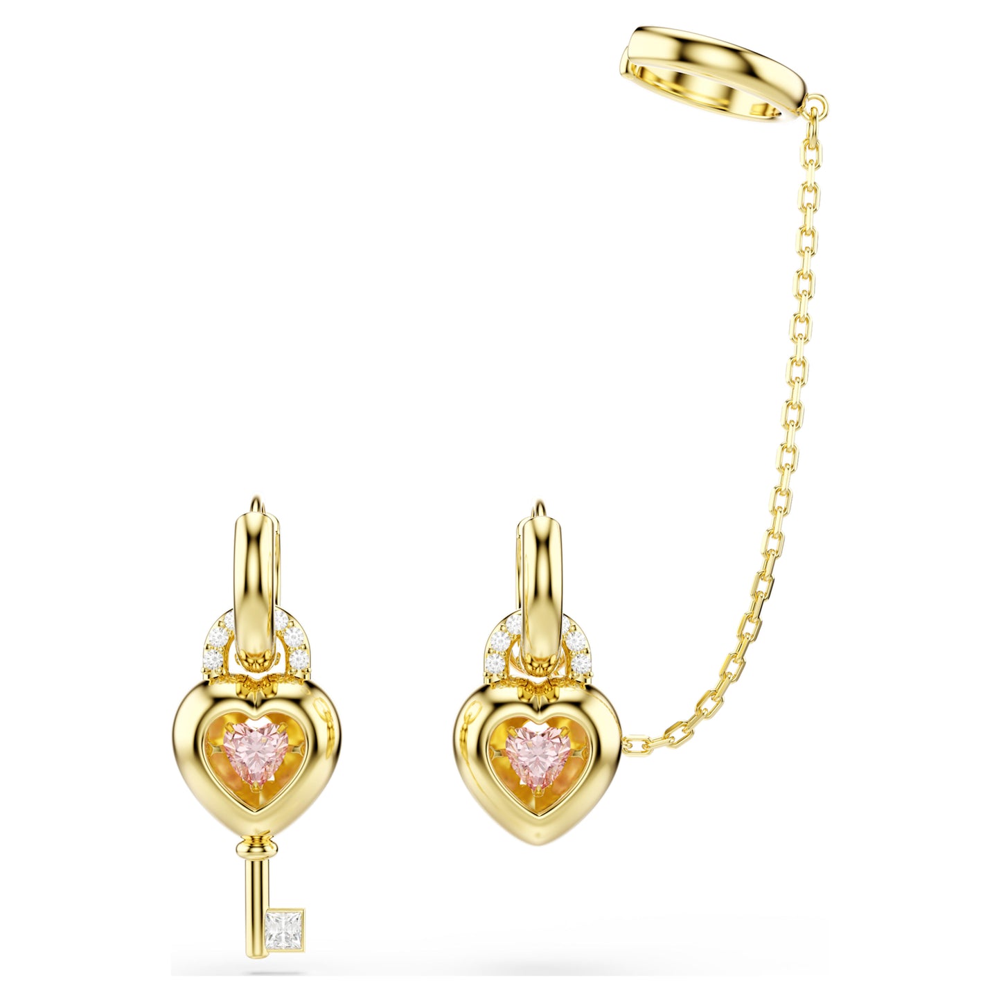 IDYLLIA DROP EARRINGS W EAR CUFF - PINK, GOLD