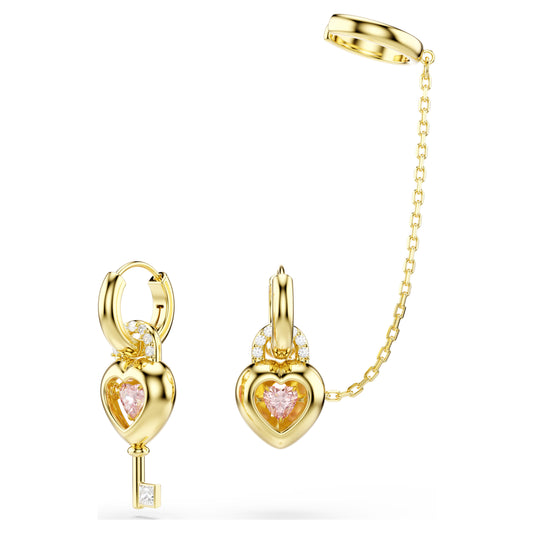 IDYLLIA DROP EARRINGS W EAR CUFF - PINK, GOLD