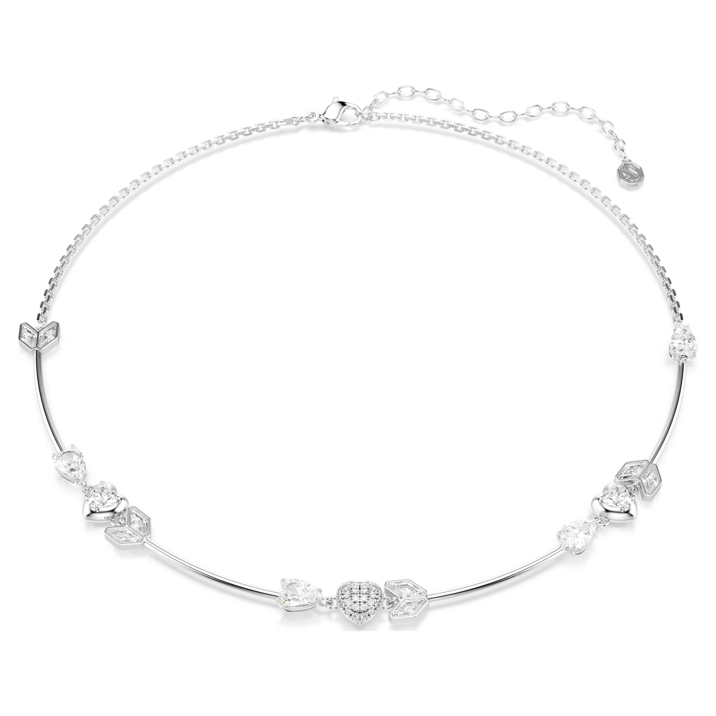 IDYLLIA NECKLACE HEART W ARROW - WHITE, RHODIUM