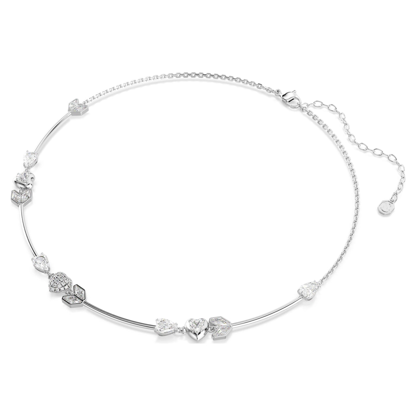 IDYLLIA NECKLACE HEART W ARROW - WHITE, RHODIUM