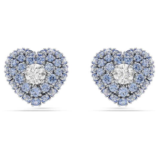 IDYLLIA STUD EARRINGS HEART - BLUE, RHODIUM