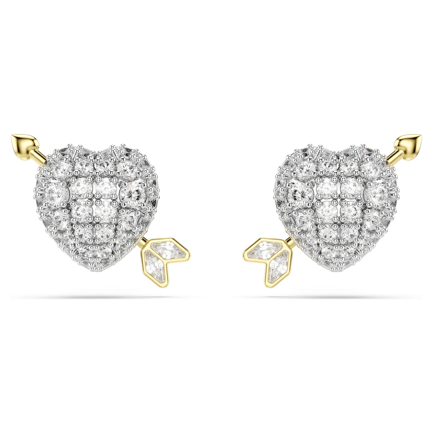 IDYLLIA STUD EARRINGS HEART W ARROW - WHITE, MIXED-METALS